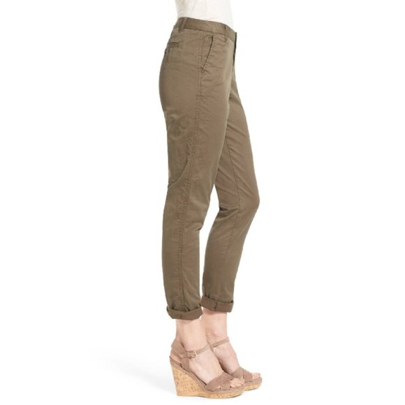 Caslon Nordstrom Olive Green Chino Ankle Pants - Picture 3 of 8